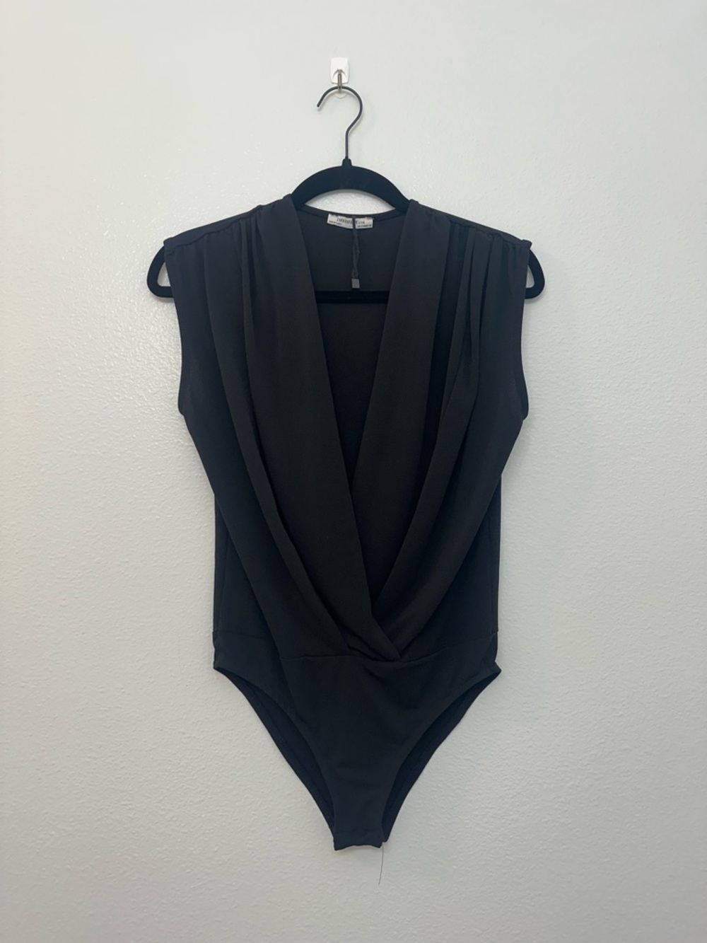 Zara Surplice Sleeveless‎ Bodysuit Black Size S